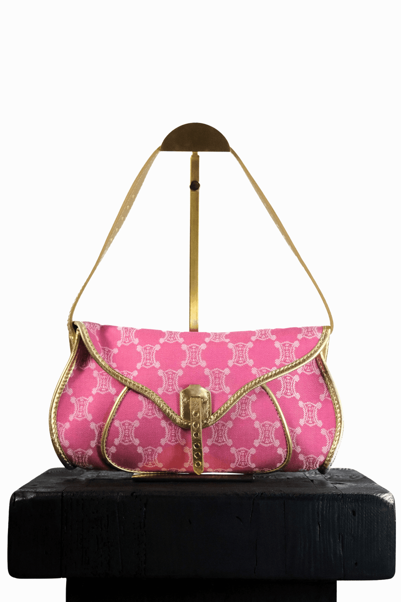 Céline Macadam Shoulder Bag in Pink Canvas