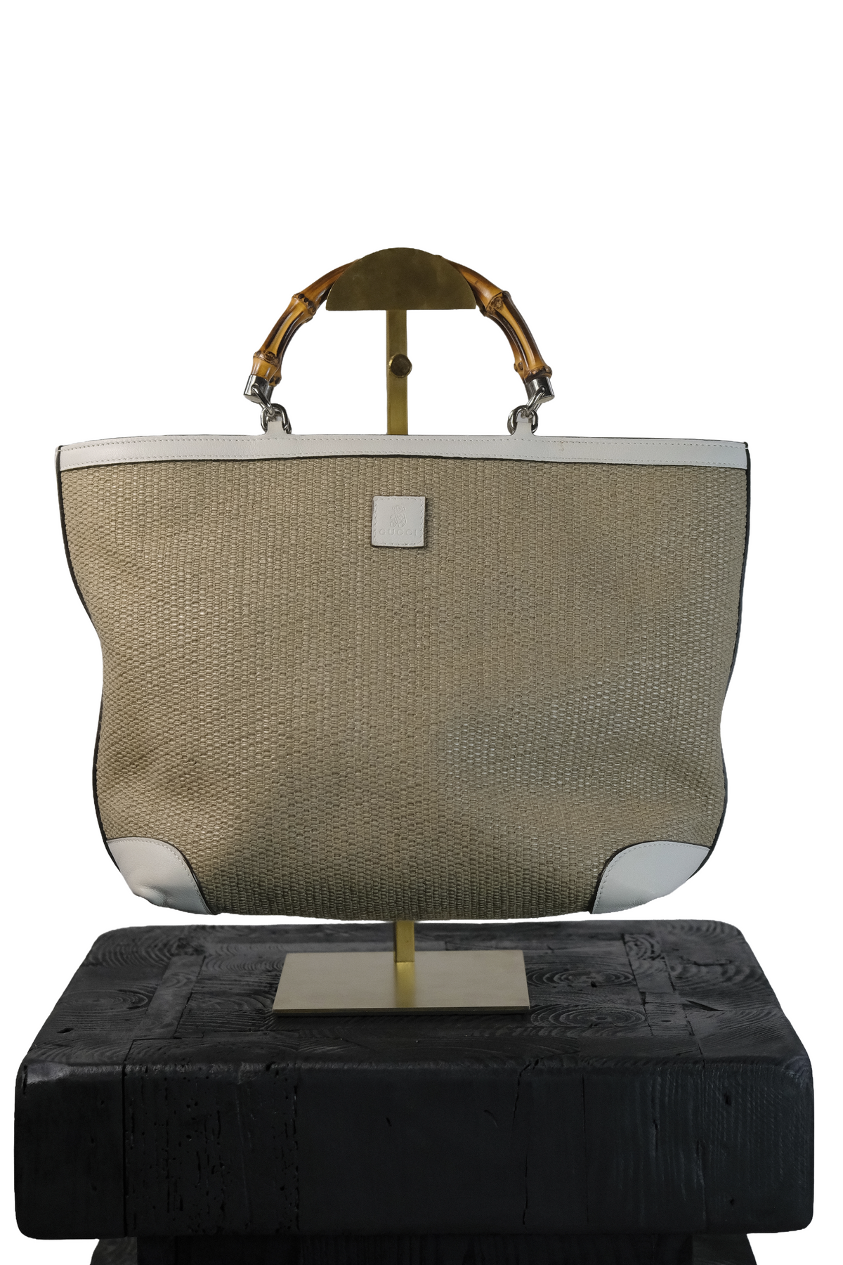 Gucci Bamboo Handle Raffia Tote