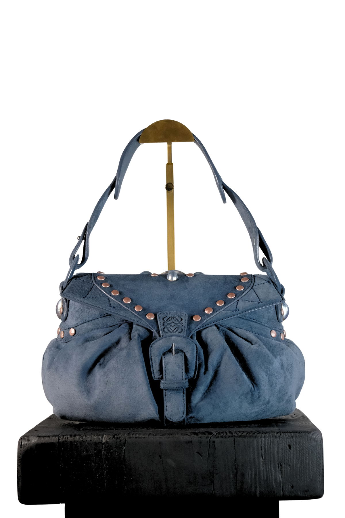 Loewe “Cloud” Blue Suede Shoulder Bag